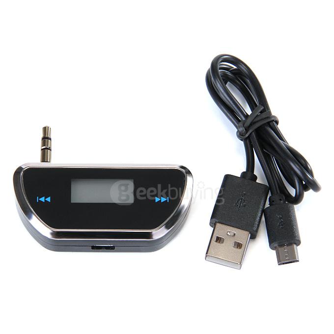 3.5mm Car Wireless FM Transmitter Play Music on FM Radio For iPhone 4S 5S 6 iPod Touch 2IMU Samsung Galaxy S6 - Black
