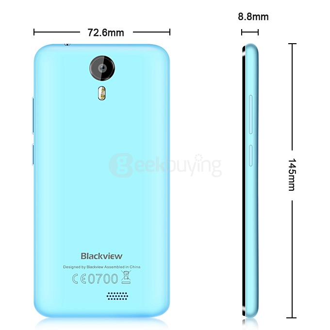 Blackview bv2000 5.0inch Android 5.1 OS 1GB RAM 8GB ROM Smartphone 64bit MT6735P Quad Core 1.0GHz IPS HD Miracast - Blue