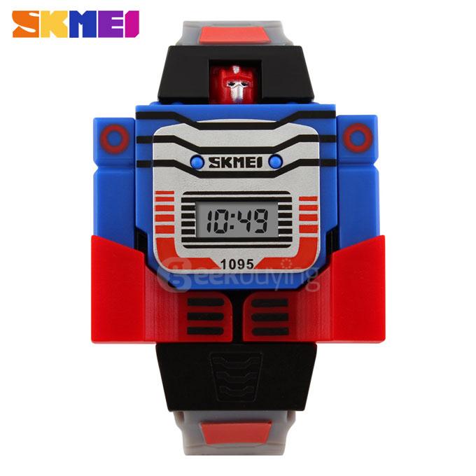 SKMEI 1095 Detachable Transformers Cartoon Robot Toys Watch LED Digital Children Kids Sports Electronic Watch - Gray