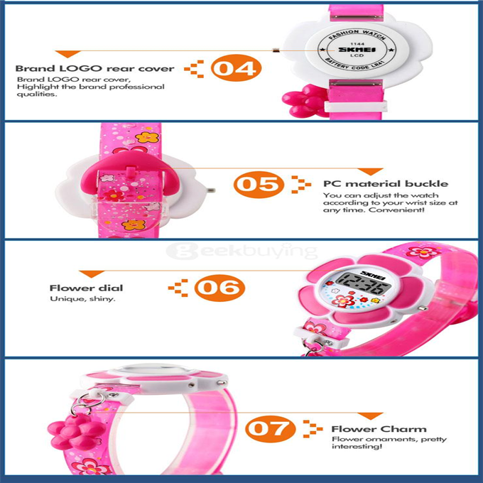 SKMEI 1144 Fashion Cute Flower-shaped Children Electronic Watch - Purple