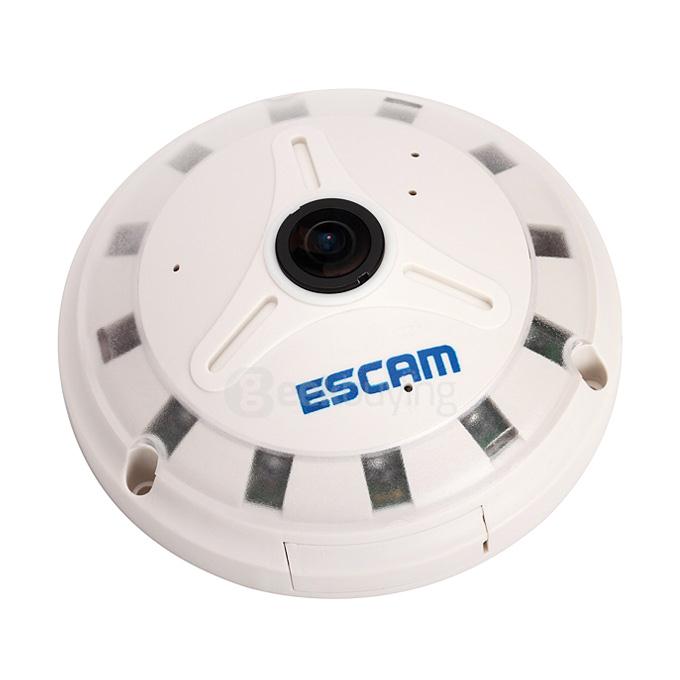 Escam Panarama QP130 3D 1.3MP Fish Eye 1280*1024 H.264 Onvif P2P Day/Night Network IP Camera - EU Plug