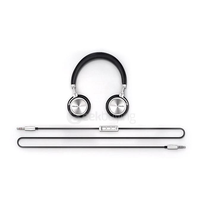 Original Meizu HD50 Hi-Fi On-Ear Headphones With Microphone Stereo Bass Wired Headset Aluminium Alloy Shell - Black
