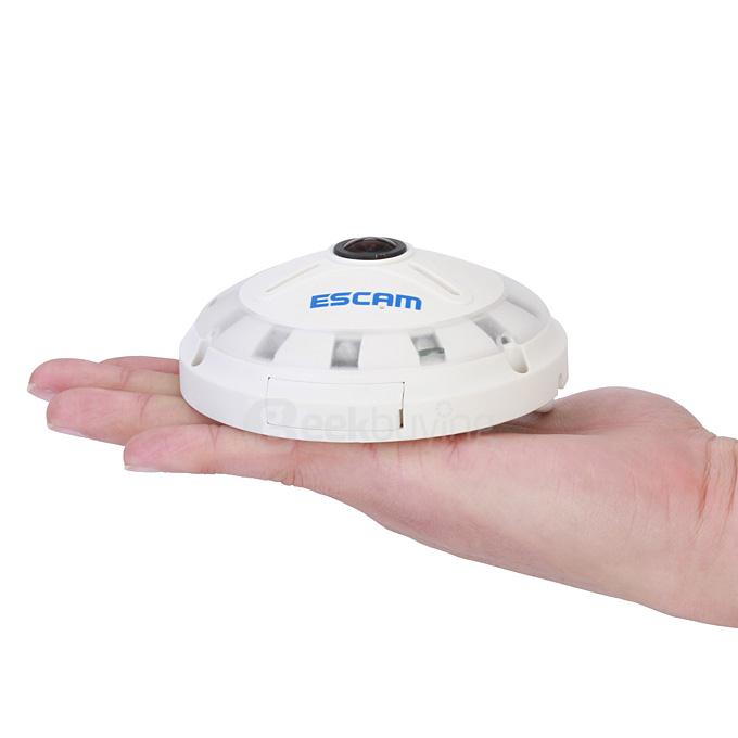 Escam Panarama QP130 3D 1.3MP Fish Eye 1280*1024 H.264 Onvif P2P Day/Night Network IP Camera - EU Plug