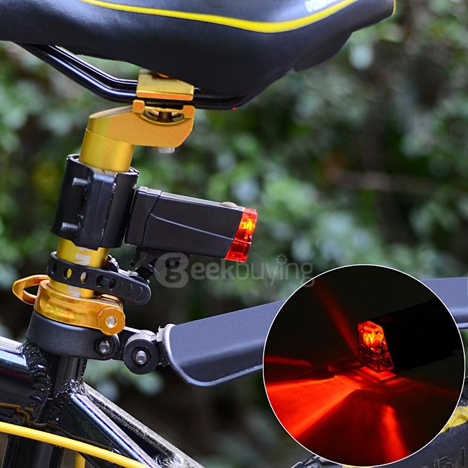 Leadbike 2-Mode LED Red Light Bike Tail Light - Black (2 x AAA)