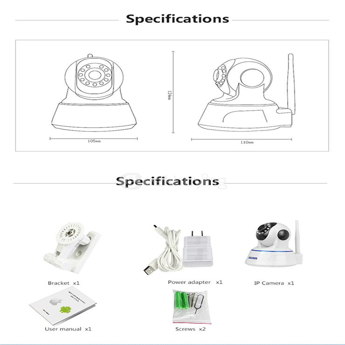 ESCAM QF002 WiFi 720P Smart Wireless Webcam Security Camera - White
