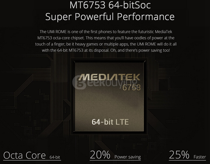 Umi ROME 5.5 inch HD 4G FDD LTE Android 5.1 3GB RAM 16GB ROM Smartphone MTK6753 Octa Core 1.3GHz - Black