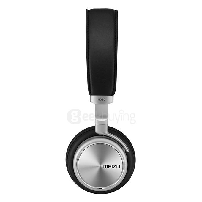 Original Meizu HD50 Hi-Fi On-Ear Headphones With Microphone Stereo Bass Wired Headset Aluminium Alloy Shell - Black