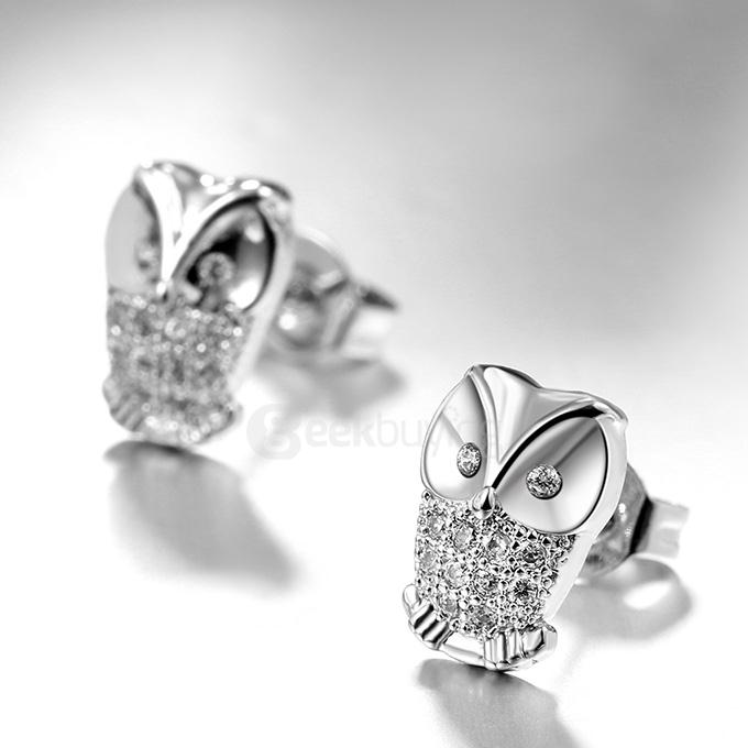 AKE001 K Gold Fashion Owl Earrings