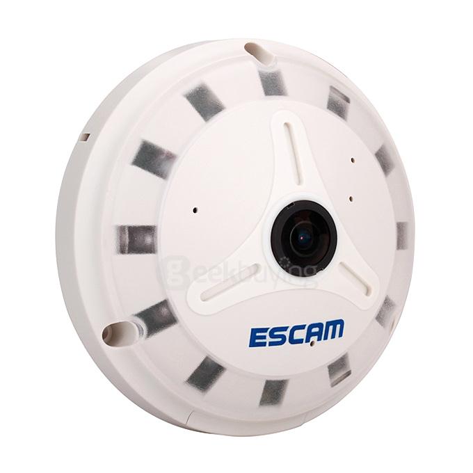 Escam Panarama QP130 3D 1.3MP Fish Eye 1280*1024 H.264 Onvif P2P Day/Night Network IP Camera - EU Plug