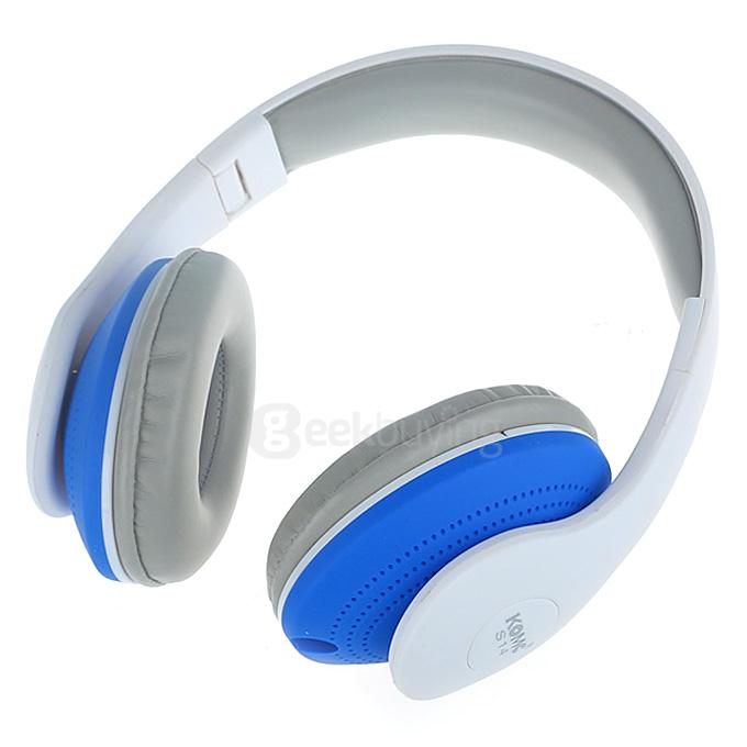 KOMC S14 Audio Headphone Headset with Mic for Mobile Phones - White+Blue