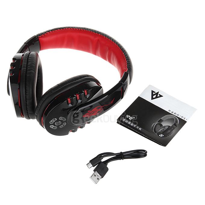 VYKON Professional Wireless Bluetooth Gaming Headphone HIFI Music Headset with Microphone - Black+Red