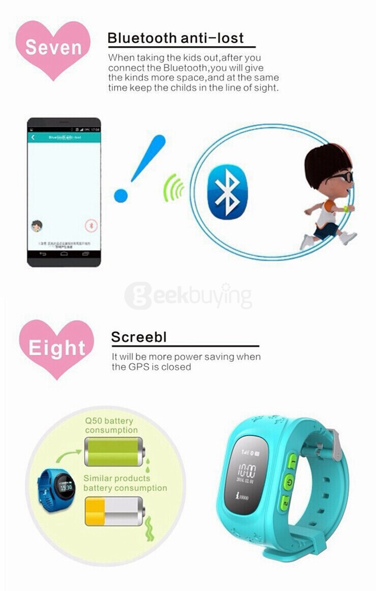 W5 Bluetooth 4.0 GSM Phone GPS/AGPS/ LBS Smart Positioning Watch Anti Lost Alarm Electronic Fence For Children - Pink