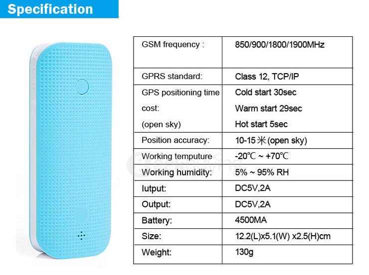 REACHFAR RF-V20 7 In 1 Multifuncional GPS Tracker 4500mah Power Bank - White