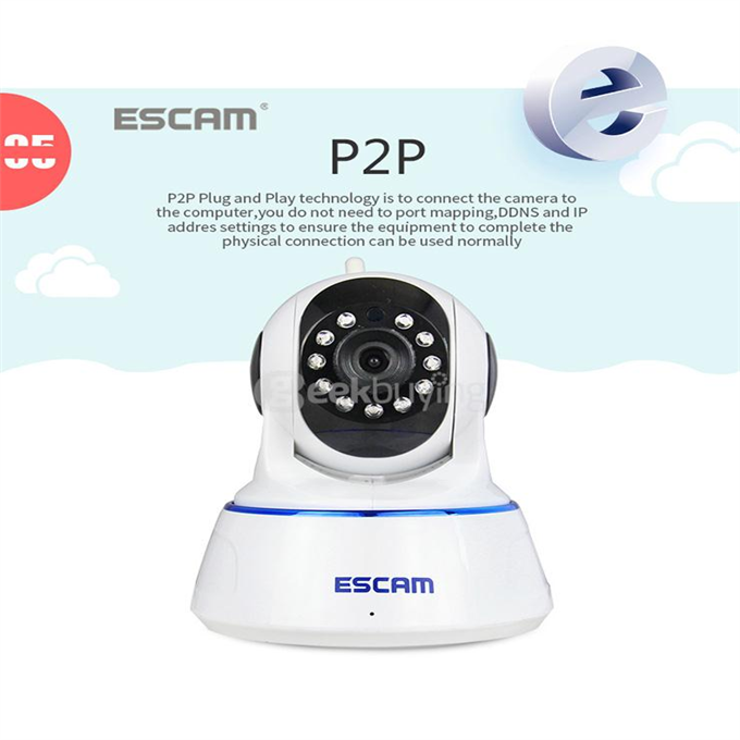 ESCAM QF002 WiFi 720P Smart Wireless Webcam Security Camera - White