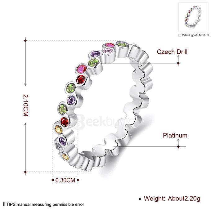 AKR043-B-7 Size 7 Platinum Plated Zircon Diamond Ring