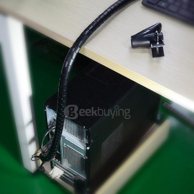 PE Cable And Wire Spiral Tidy Wrap with Clip Organizer for Wire Management 250CM - Black