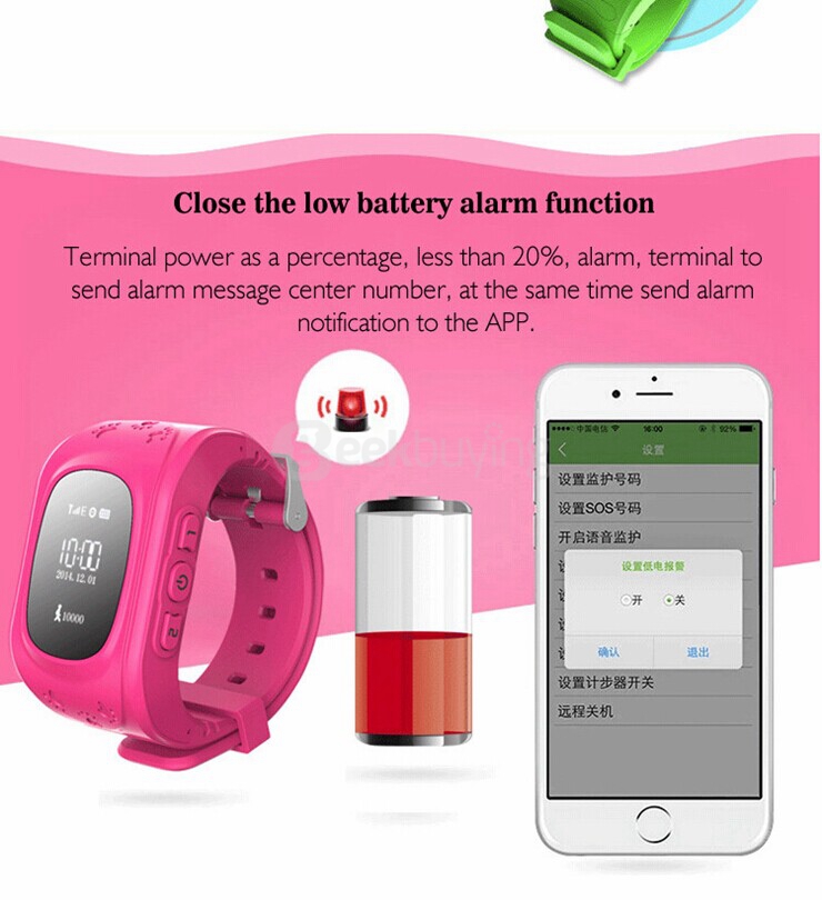 W5 Bluetooth 4.0 GSM Phone GPS/AGPS/ LBS Smart Positioning Watch Anti Lost Alarm Electronic Fence For Children - Pink