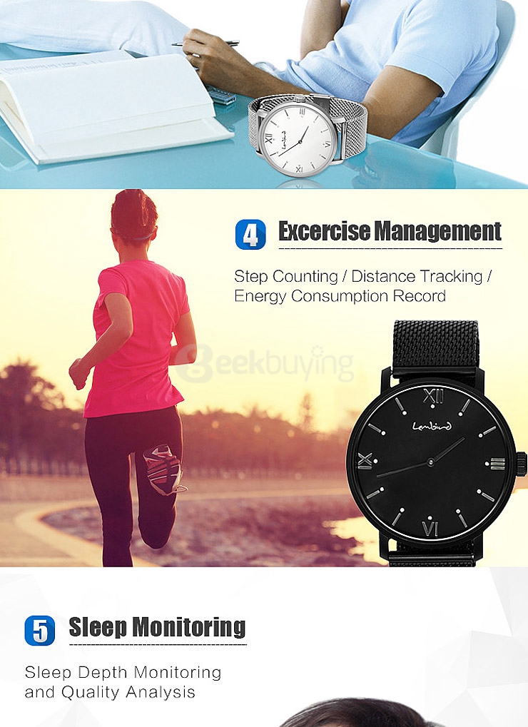 Lembird Free O2 Bluetooth 4.0 Smart Watch with Sapphire Crystal Dial/ 12 LED Lights/ Imported 751 Movt/ Fitness Sports Tracker/ Diet Management - Black