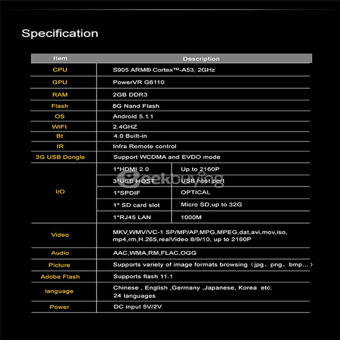 Measy B4TS Amlogic S905 TV BOX Android 5.1.1 Quad Core 1G/8G WIFI Gigabit LAN Bluetooth4.0 HDMI2.0 4K KODI 3G