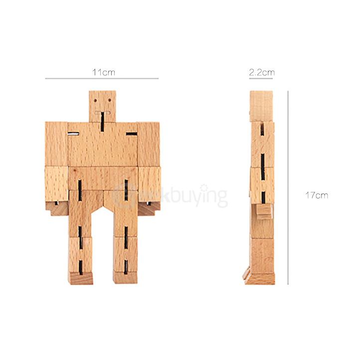Iron Man Robot Wood Cube Puzzle Magic Cube Wooden Folding Educational Toy - Wooden