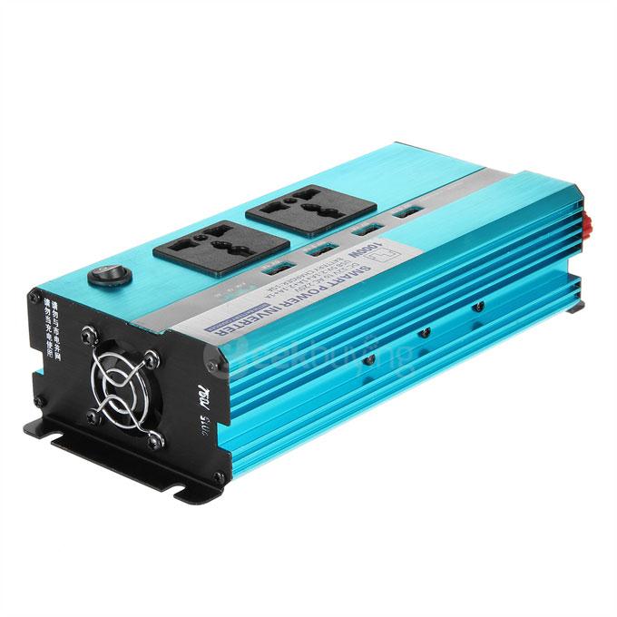 4800PCR 1000W DC 12V to AC 220V Car Smart Power Inverter w/ 4-USB / Dual AC Sockets - Blue