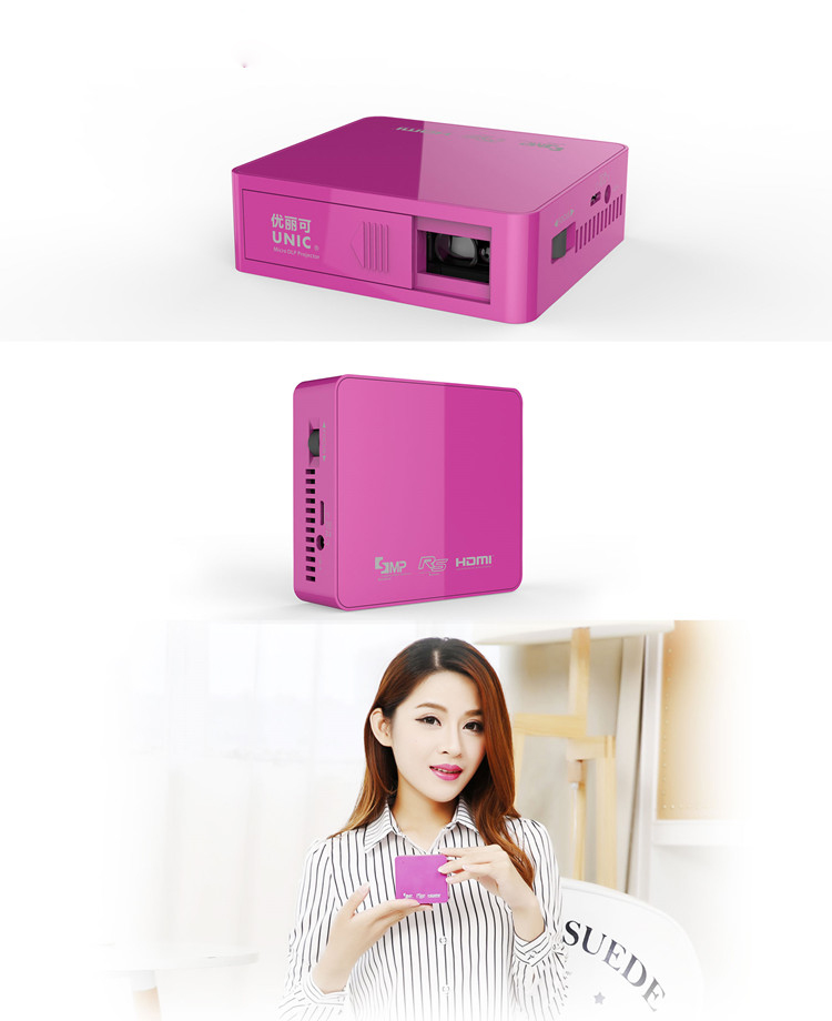 Tiniest FHD DLP LED Projector UC50 HDMI 1080P 50LM Home Theater Beamer Multimedia Video Player AV USB TF - Purple