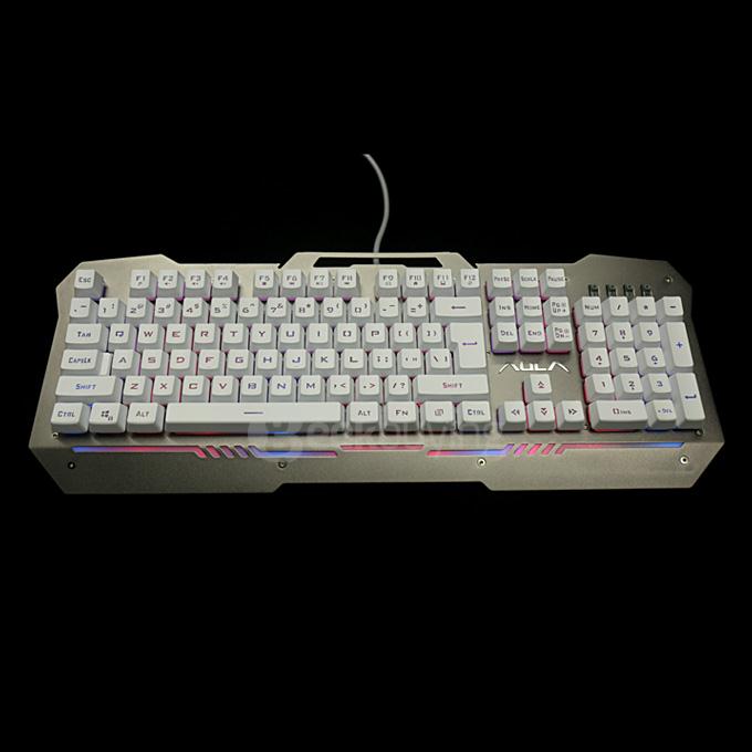 AULA Destroyer Wired Gaming Keyboard USB Rainbow Luminescent Metal Backlit Keyboard for Windows 7/8/Vista/XP/98SE/ME