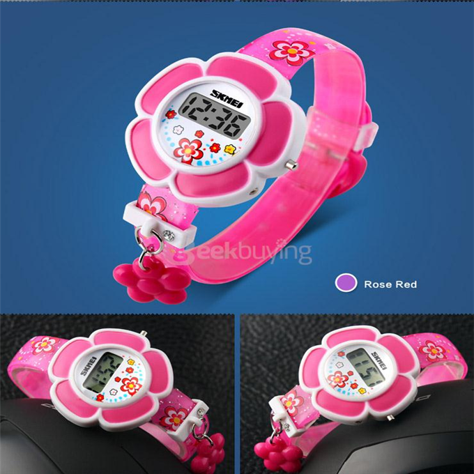 SKMEI 1144 Fashion Cute Flower-shaped Children Electronic Watch - Purple