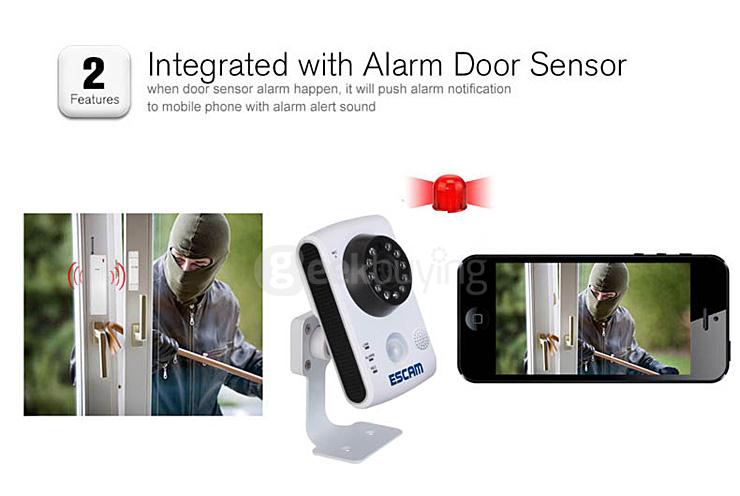 ESCAM QF502 P2P HD Smart Wifi IP Camera with 2.8mm Fixed Lens IR Surveillance Camera with Dual IR-CUT Filter - UK Plug