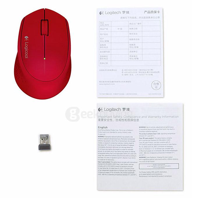 Logitech M280 2.4G Wireless Mouse for Windows Vista Mac OS - Red