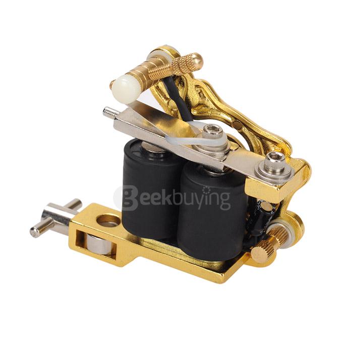 K300 Skull Tattoo Machine Metal Tattoo Machine Gun 10 Warps Coils 7000-9000 R/Minute - Golden