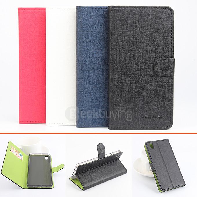 Contrast Color Protective Hard Cover Flip Stand Leather Case for OnePlus X Smartphone - White