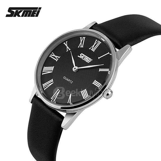 SKMEI 9092 Simple Women's Quartz Watch with Black Band - Black + Silver