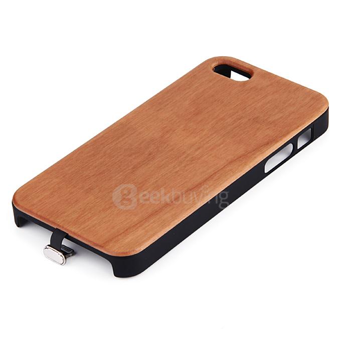 QI Wireless Charging Receiver Simple Designed for Apple iPhone 5 iPhone 5S - Cherry Wood