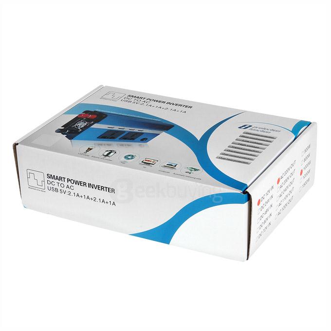 4800PCR 1000W DC 12V to AC 220V Car Smart Power Inverter w/ 4-USB / Dual AC Sockets - Blue