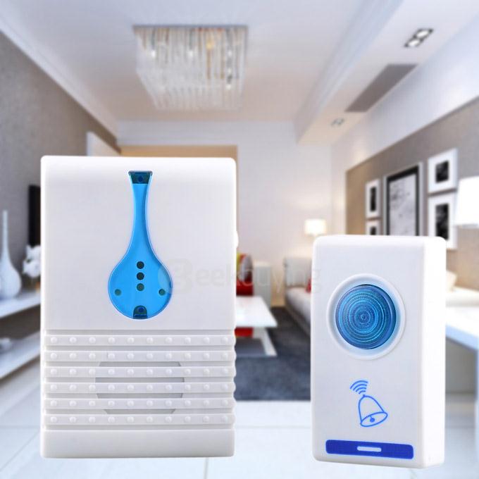 501D 32-Melody Wireless Remote Control Transmitter + Receiver Doorbell Set - White + Blue