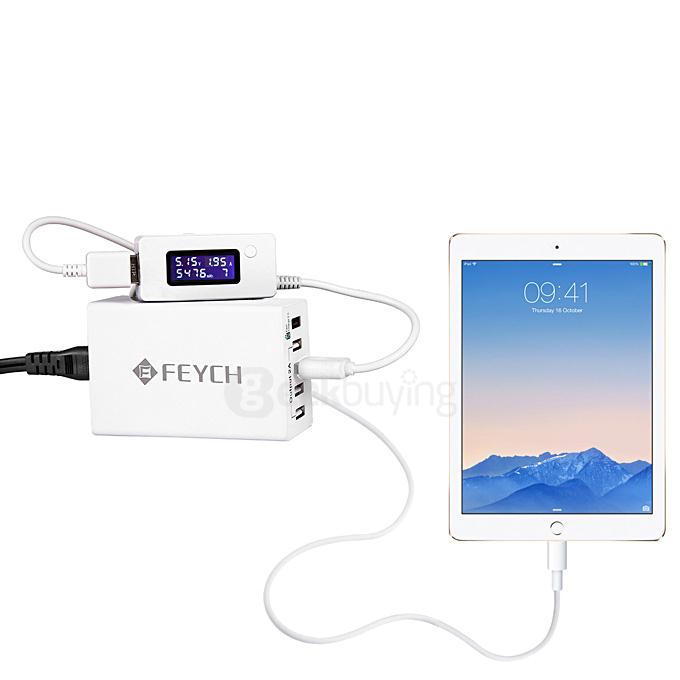 FETCH Quick Charge 2.0 50W 5Ports USB Charger Power Adapter for Smartphones - White