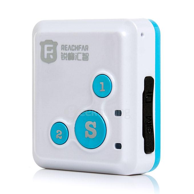 REAGHFAR RF-V16 Mini Personal Locator GPS Real Time Tracker SOS Communicator - White + Blue