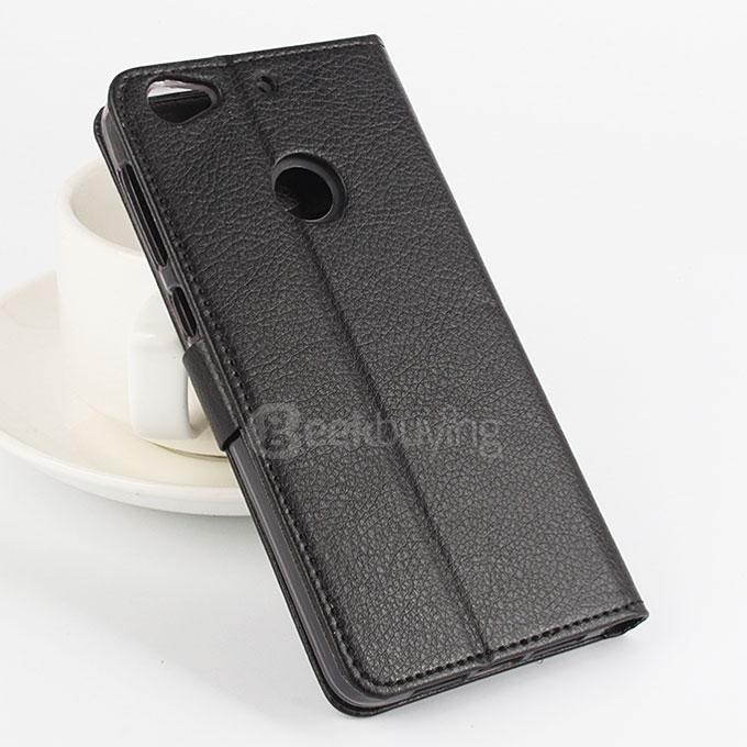 LingMao Litchi Peel Texture Protective Hard Cover Flip Stand Leather Case for LeTV 1S/ LeTV One S - Black