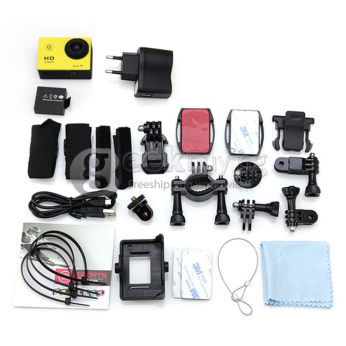 SJCAM Original SJ4000 WiFi Action Camera Novatek 12MP 1080P H.264 1.5 Inch 170 Degree Wide Angle Lens Diving HD Camcorder Car DVR support AV out - Yellow