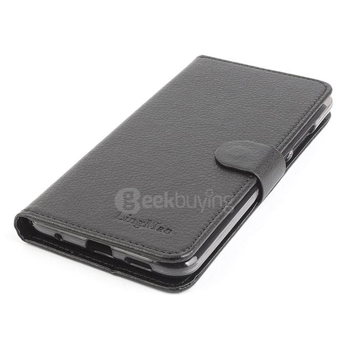 LingMao Litchi Peel Texture Protective Hard Cover Flip Stand Leather Case /Card Slots MEIZU Metal - Black