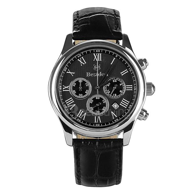 BESTDON BD9917G Men's Waterproof Watch Roman Numerals Quartz Watch with Leather Strap / Calendar / Three Small Dials
