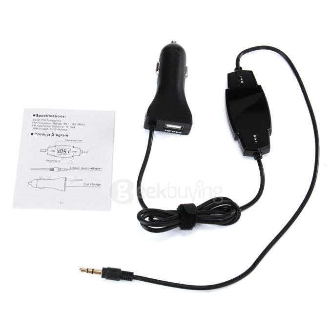 FM Transmitter with 5V/2.4A USB LDesign FM Radio Transmitter for iPhone 6 6s Plus iPad iPod Galaxy S6/Note 2 - Black