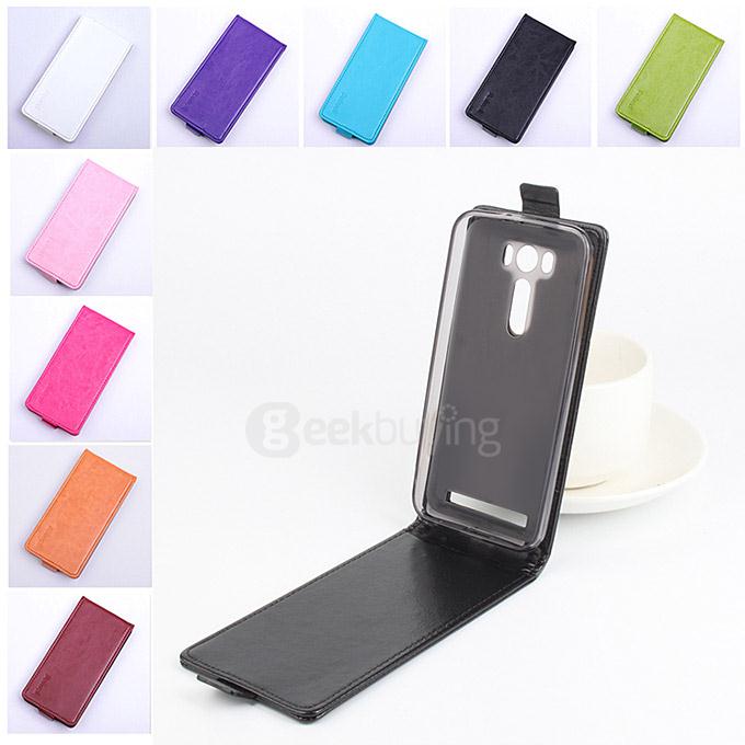 Baiwei Protective Hard Cover Up&Down Flip Stand Leather Case with Back Shell for ASUS Zenfone 2 Laser ZE550KL- Orange