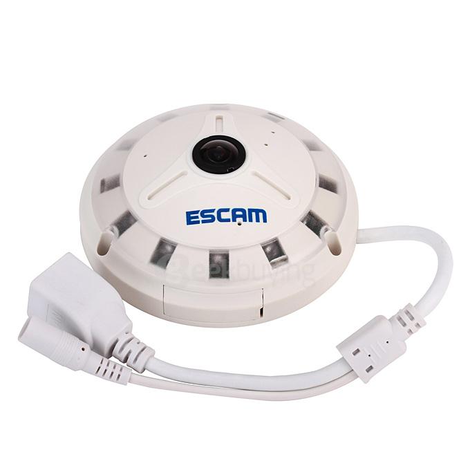 Escam Panarama QP130 3D 1.3MP Fish Eye 1280*1024 H.264 Onvif P2P Day/Night Network IP Camera - EU Plug