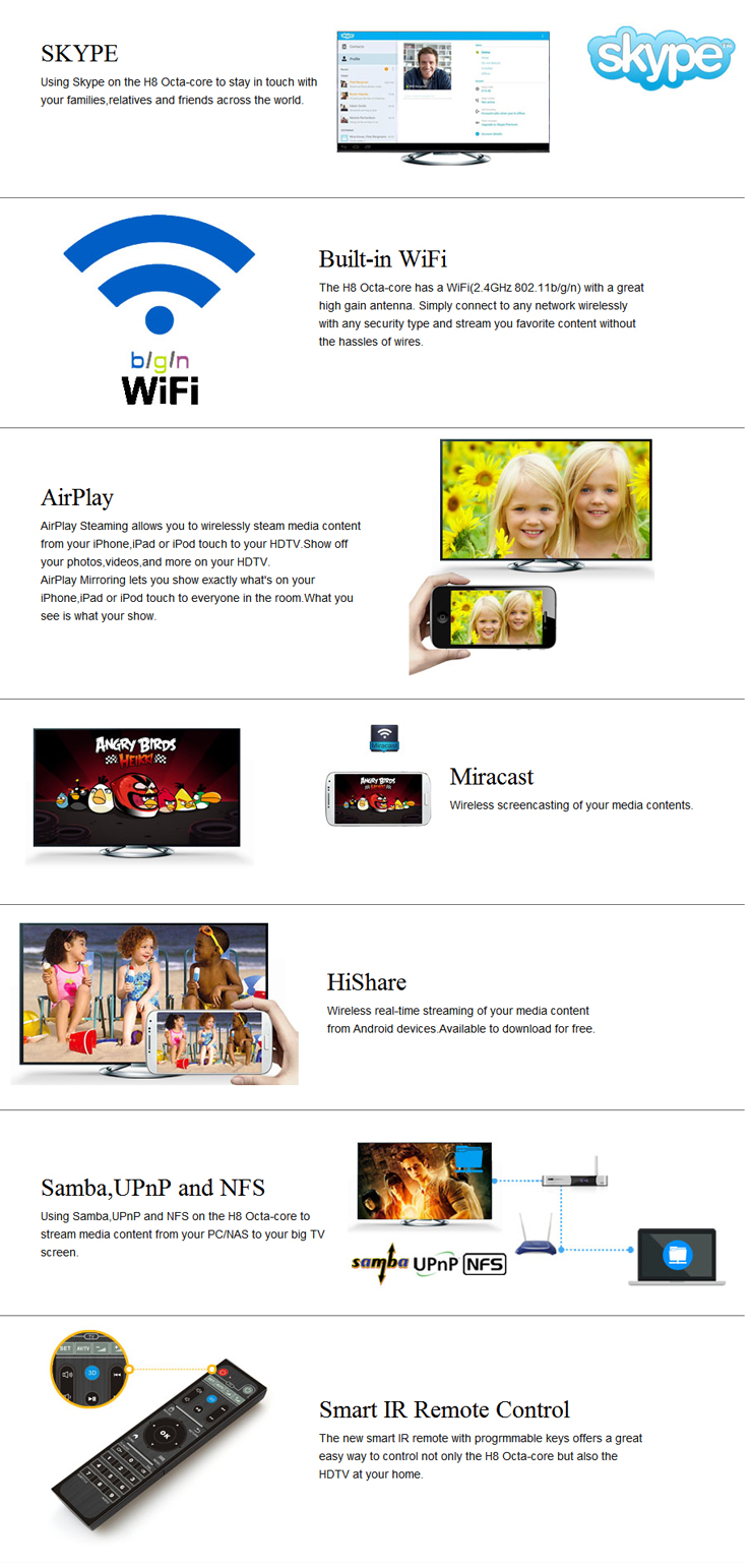 HiMedia H8 Android 5.1 4K RK3368 TV BOX Octa Core 2G/16G WIFI Gigabit LAN HDMI2.0 KODI 3D Netflix H.265 Miracast
