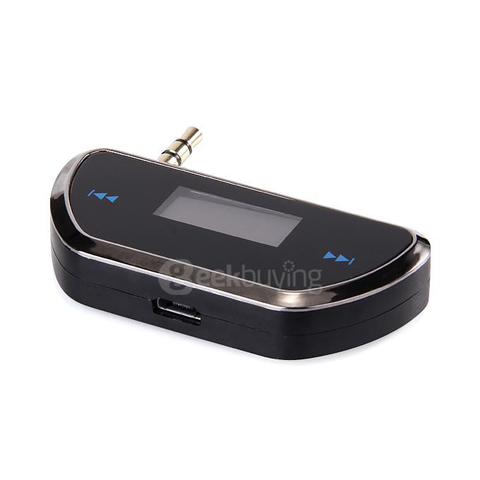 3.5mm Car Wireless FM Transmitter Play Music on FM Radio For iPhone 4S 5S 6 iPod Touch 2IMU Samsung Galaxy S6 - Black