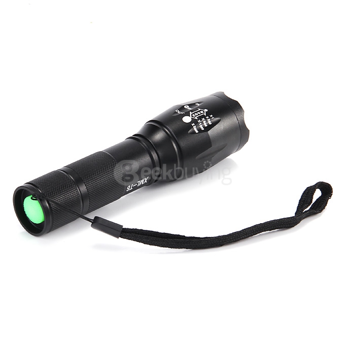 E-SMART Mini Stretch Zooming Cree XML-T6 900lm 3-Mode White Tactical Flashlight - Black