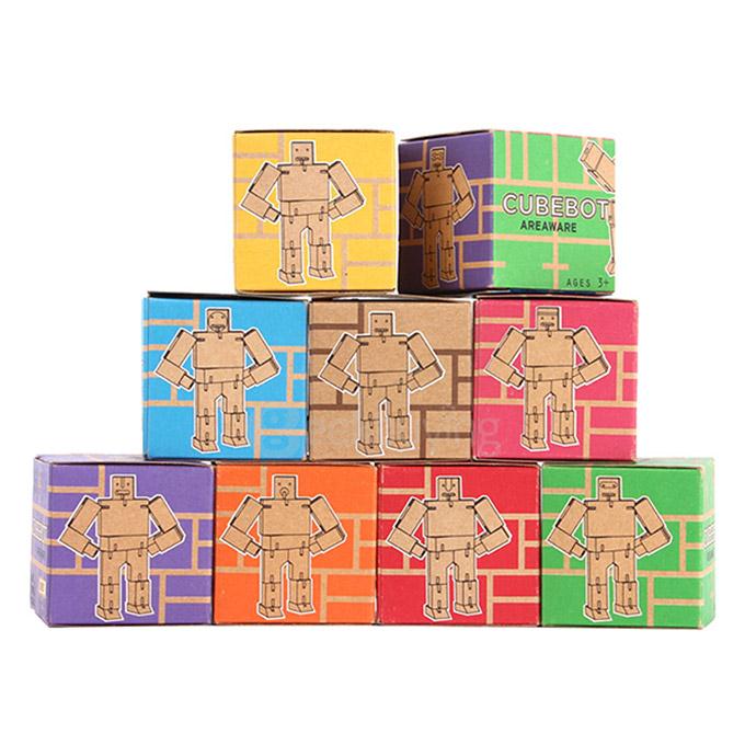 Dancer Robot Wood Cube Puzzle Magic Cube Wooden Folding Educational Toy - Red