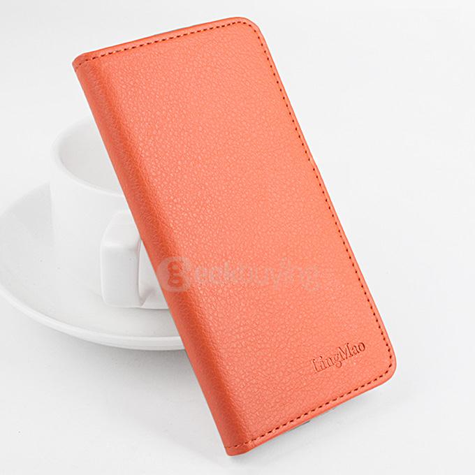 LingMao Protective Hard Cover Flip Stand Leather Case with Card Slots for ASUS Zenfone 2 Laser ZE550KL - Orange